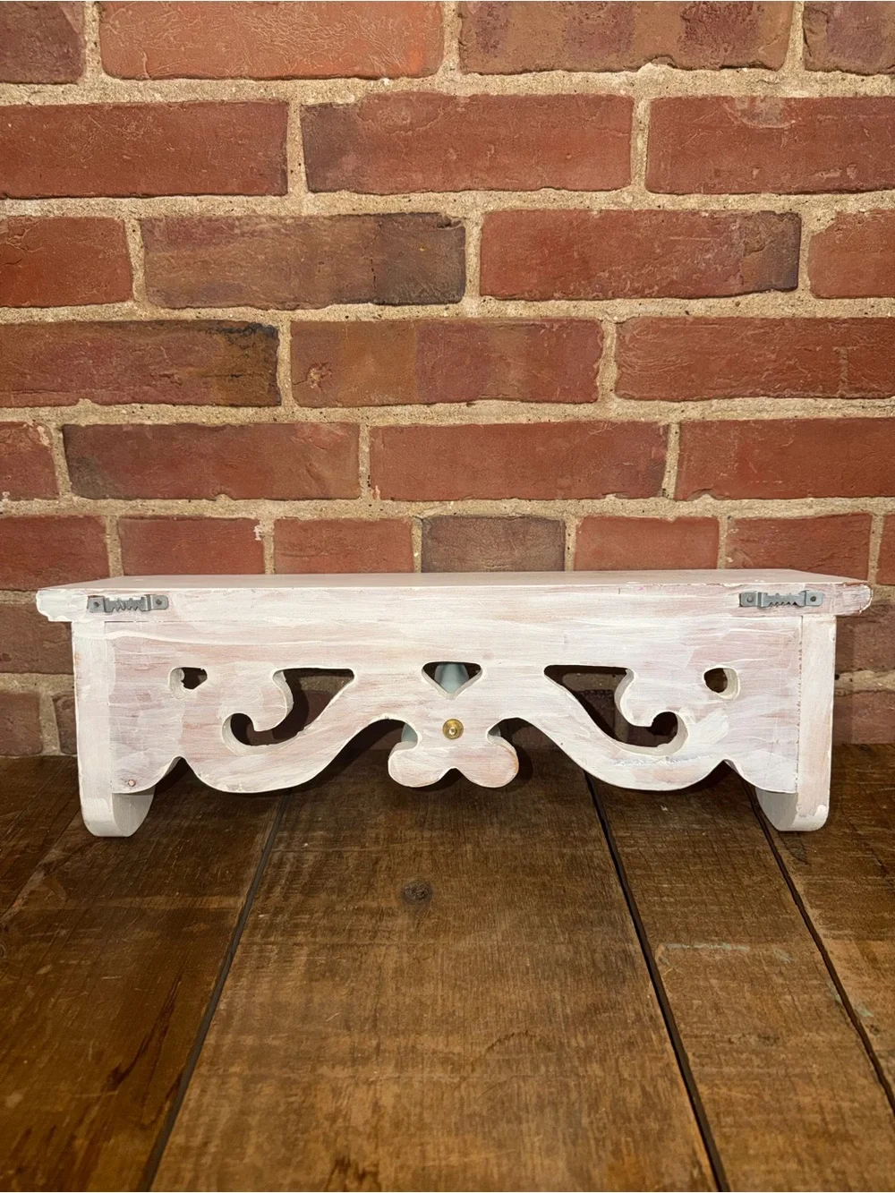 White Decorative Wall Shelf with Pastel Mosaic Accent Beach Coral Floral